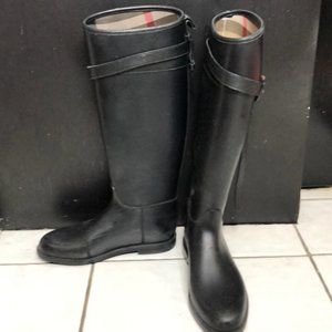 Burberry Black Rubber Rain Boots